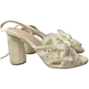 Loeffler Randall Camellia Pearl Rhinestone Pleated Heels sz 6B